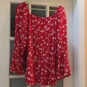 Liz Claiborne red print tunic, size XL